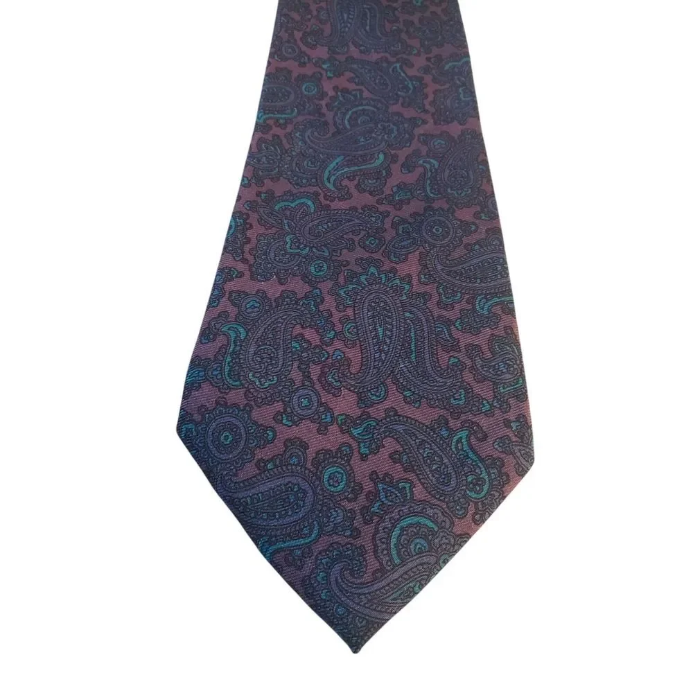 Vintage Contissima Mens Tie Necktie Luxury Purple‎ Blue Paisley Businesscore